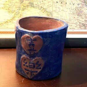 New Handmade White/Gray Chinese Character "喜樂/Joy and happiness" Coffee Mug